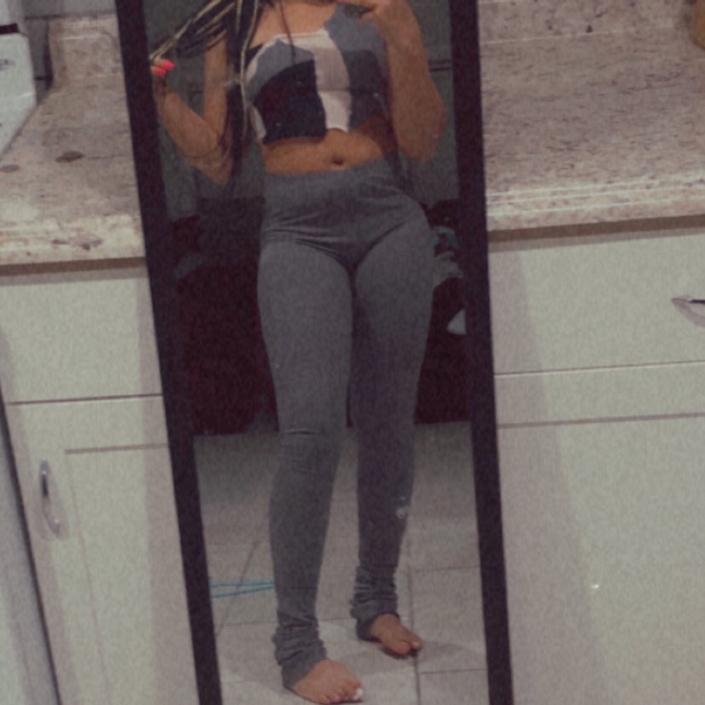 off the shoulder set with stacked leggings